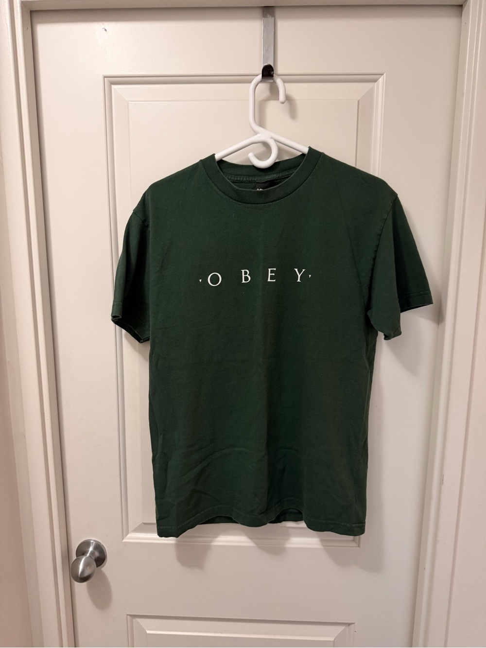 Obey Men's Dark Green Logo Short Sleeve Tee